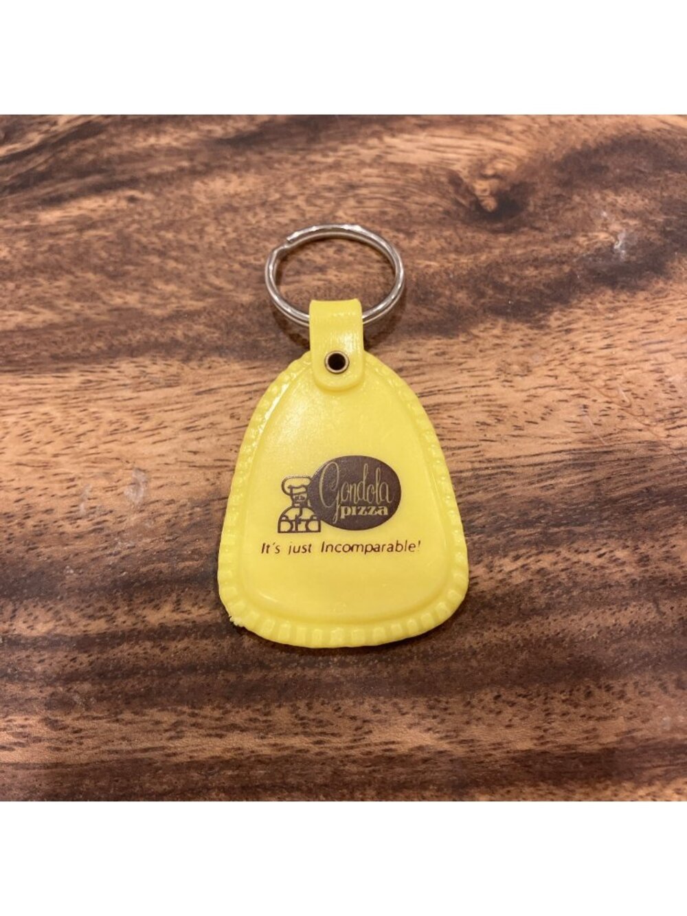 Vintage Gondola Pizza Yellow Plastic Keychain Winnipeg, Canada